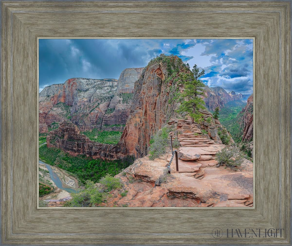 Zion National Park Utah. Angels Landing Panorama Open Edition Print / 14 X 11 Gray 18 3/4 15 Art