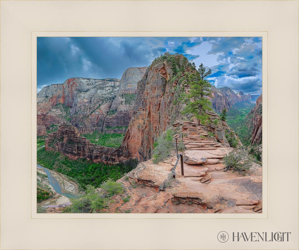 Zion National Park Utah. Angels Landing Panorama Open Edition Print / 14 X 11 White 18 1/4 15 Art